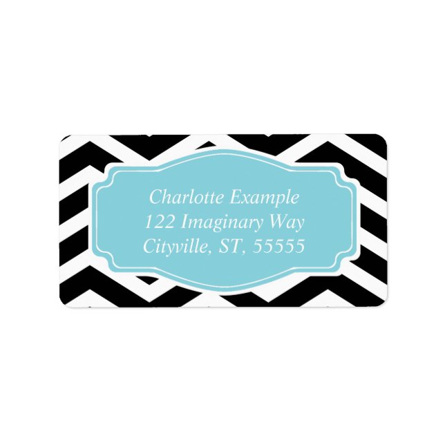 Black White Blue Chevron Custom Label (Front)