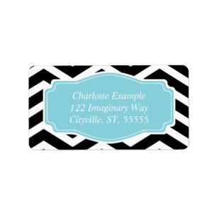 Black White Blue Chevron Personal Label