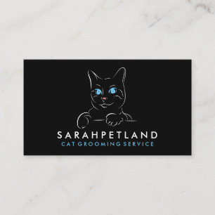 Black White Blue Eye Cat Business Card