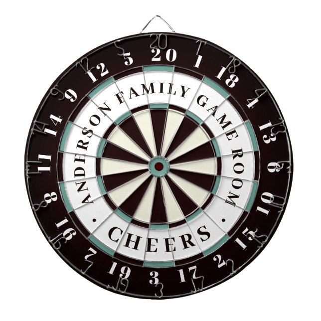 Black White & Blue | Family Game Room Monogram Dartboard (Front)