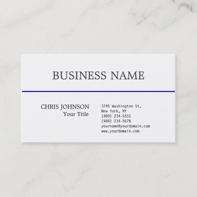 Black & White Blue Line Manager Business Card (Front)