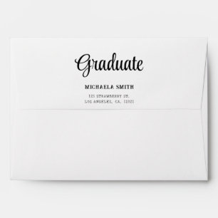 Black White Blue Math Return Address Graduation Envelope