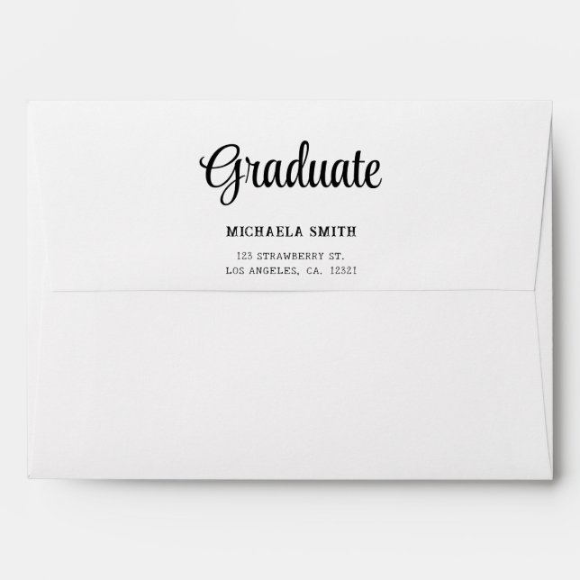 Black White Blue Math Return Address Graduation Envelope (Back (Top Flap))