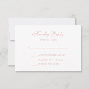 Black White & Blush Pink Script RSVP Cards
