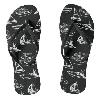 Black & White Boats Thongs