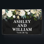 Black & White Boho Bohemian Chic Greenery Wedding Banner<br><div class="desc">black white greenery wedding banner,  classic elegant botanical modern floral,  spring summer fall autumn stylish,  personalised simple script boho bohemian,  rustic winter trendy sign signage,  personalised bride and groom reception,  custom welcome romantic roses entrance,  Christmas ivory flower foliage couple,  newlywed head table chic champagne,  ceremony photo prop party celebration</div>