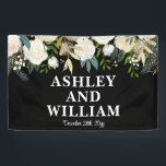 Black & White Boho Bohemian Chic Greenery Wedding Banner<br><div class="desc">black white greenery wedding banner,  classic elegant botanical modern floral,  spring summer fall autumn stylish,  personalised simple script boho bohemian,  rustic winter trendy sign signage,  personalised bride and groom reception,  custom welcome romantic roses entrance,  Christmas ivory flower foliage couple,  newlywed head table chic champagne,  ceremony photo prop party celebration</div>