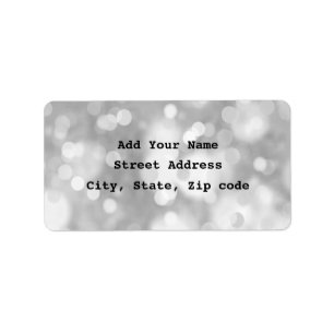 Black White Bokeh Silver Elegant Simple Glitter Label