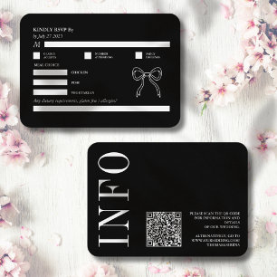 Black & White Bold Monochrome QR Code RSVP Bow Card