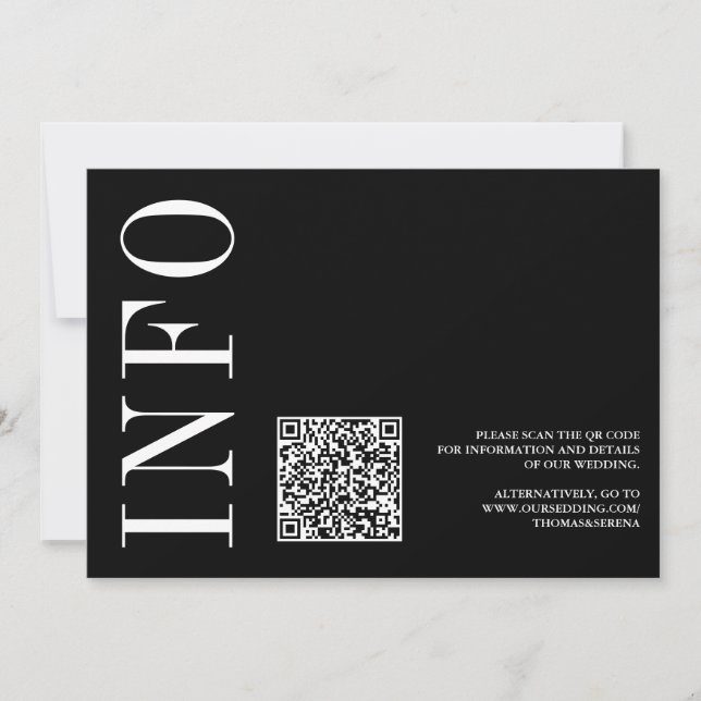 Black & White Bold Monochrome QR Code RSVP  Invitation (Front)