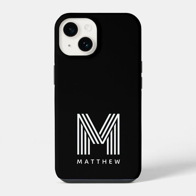 Black White Bold Monogram iPhone Case (Back)