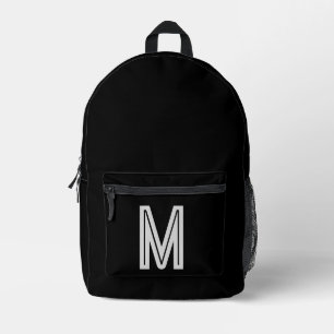  Black&white - bold monogram  Printed Backpack