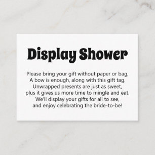 Black & White Bold No Wrap Display Bridal Shower Enclosure Card