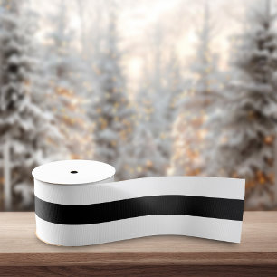 Black & White Bold Retro Stripes Christmas Grosgrain Ribbon