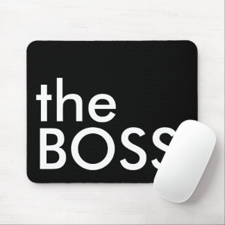 Black White Boss Bold Executive Typography Mouse Pad