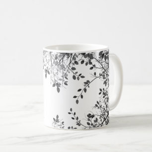 Black White Botanical Coffee Mug