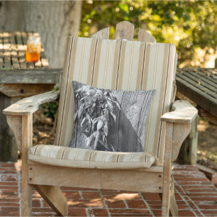 black white botanical distressed wood  cushion