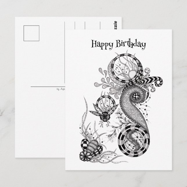 Black-White Botanical Flower -  Postcard (Front/Back)