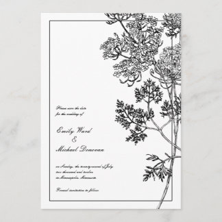 Black White Botanical Illustration Save the Date