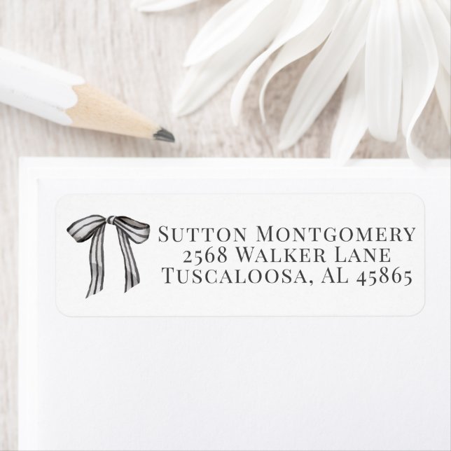 Black & White Bow Coquette Address Return Address Label (Insitu)