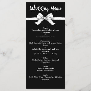 Black & White Bow Elegant Wedding Monochrome M Menu