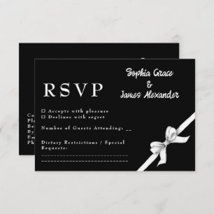 Black & White Bow Elegant Wedding Monochrome RSVP Card