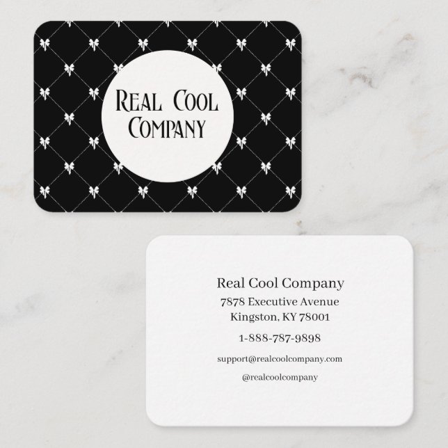 Black & White Bow Monogram Business Card (Front/Back)
