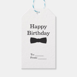 Black & White Bow Tie Tuxedo 1st Birthday Party Gift Tags