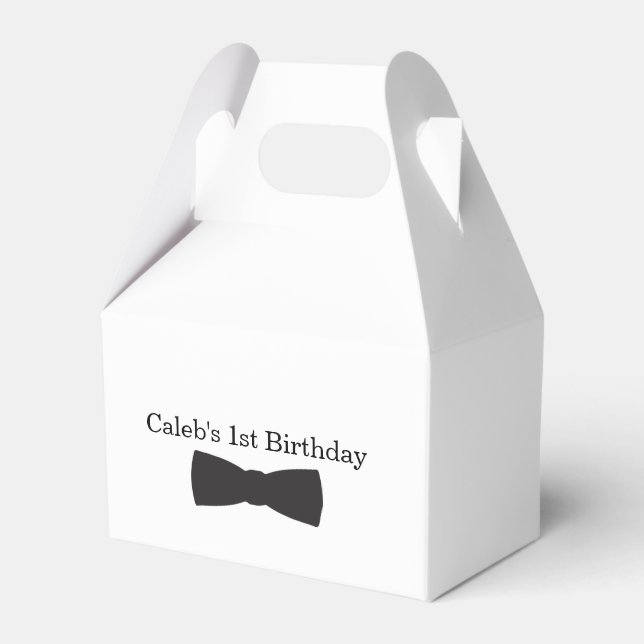 Black & White Bow Tie Tuxedo Boys Party Favour Box (Front Side)