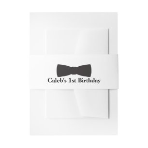 Black & White Bow Tie Tuxedo Boys Party Invitation Belly Band