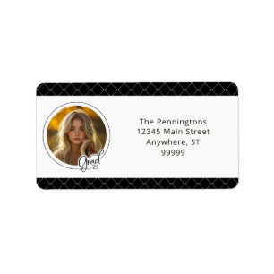 Black White Bows Photo Grad Graduation Label