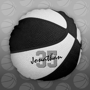 black white boys girls team colours basketball round cushion