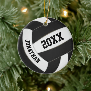 black white boys girls volleyball team colours ceramic ornament
