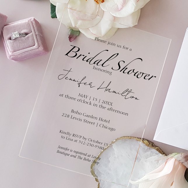 Black & White Bridal Shower Acrylic Invitations (Creator Uploaded)
