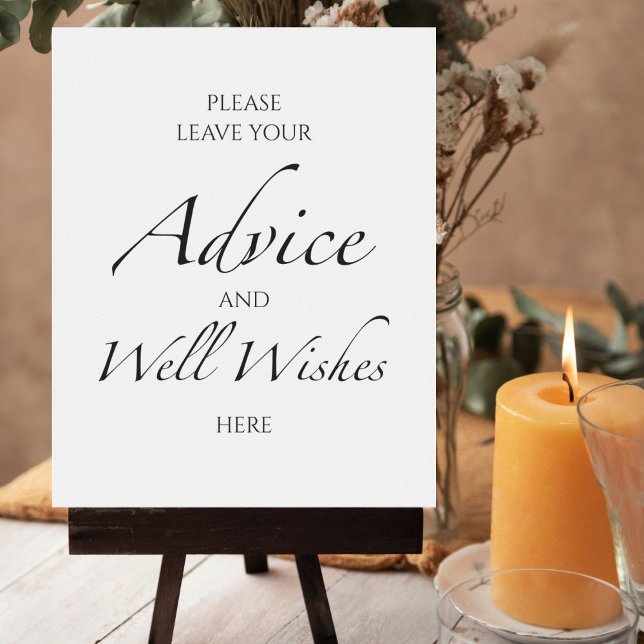 Black & White Bridal Shower Advice And Well Wishes Poster (Creator Uploaded)