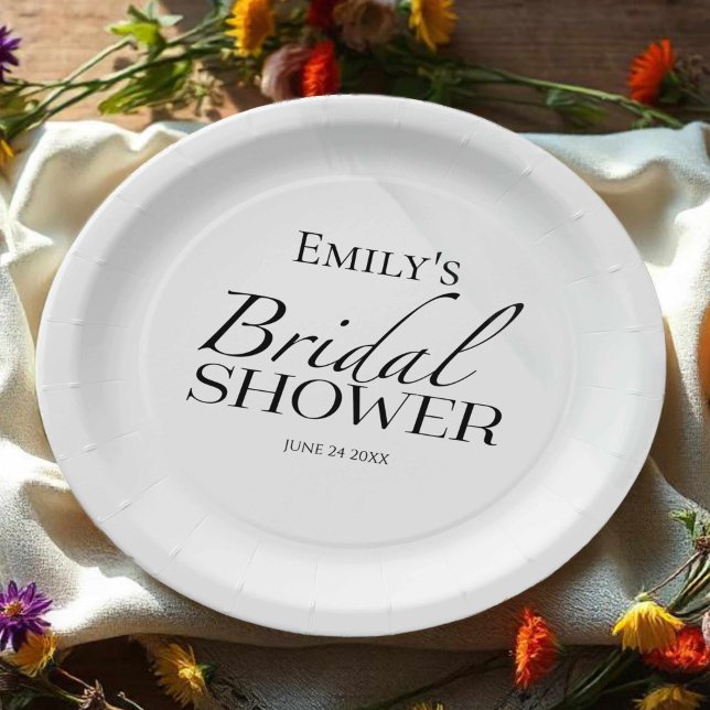 Black & White Bridal Shower  Paper Plate (Creator Uploaded)