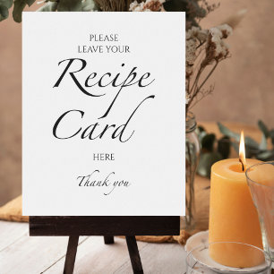 Black & White Bridal Shower Recipe Cards Sign