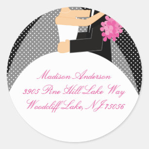 Black & White Bride & Groom Address Label Sticker