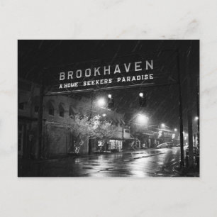 Black & White Brookhaven, Mississippi Town Sign Postcard