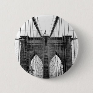 Black White Brooklyn Bridge New York 6 Cm Round Badge