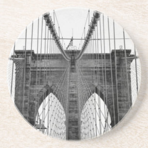 Black White Brooklyn Bridge New York Coaster
