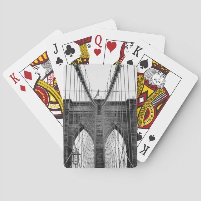 Black White Brooklyn Bridge New York Playing Cards (Back)