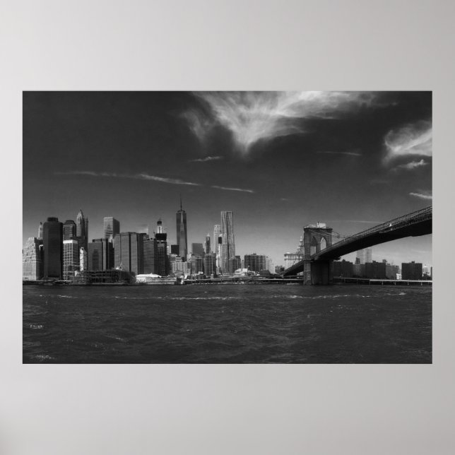 Black White Brooklyn Bridge New York Poster (Front)
