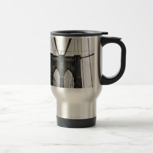 Black White Brooklyn Bridge New York Travel Mug
