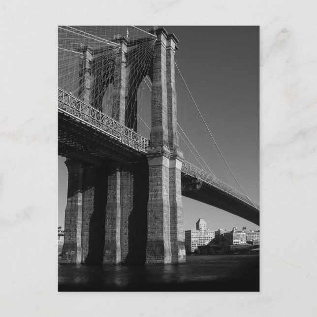 Black & White Brooklyn Bridge Postcard (Front)