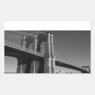 Black & White Brooklyn Bridge Rectangular Sticker