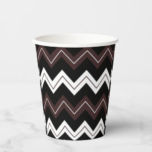 Black White Brown Chevron Stripe Paper Cups