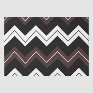 Black White Brown Chevron Stripe Tissue Paper