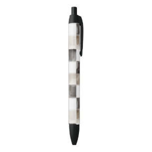 Black White Brown Squares Ink Pen