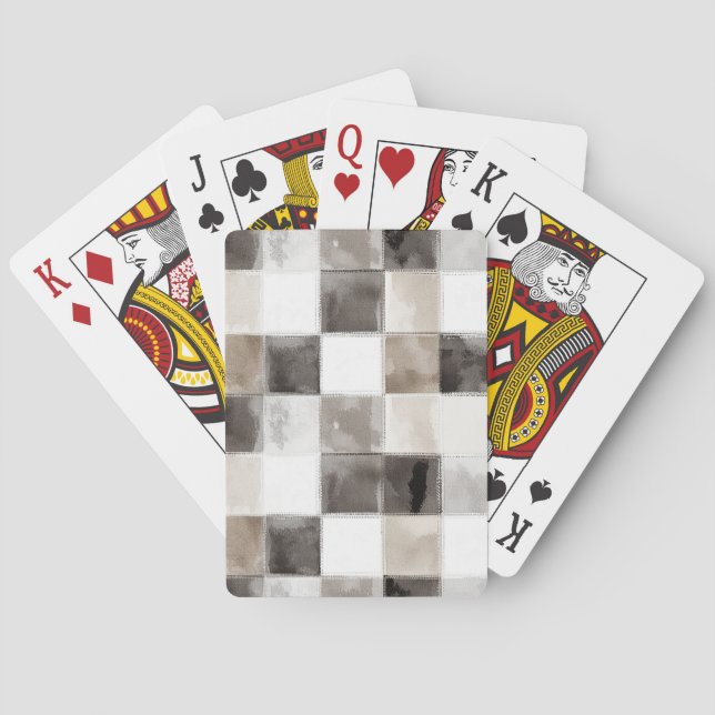 Black White Brown Squares Playing Cards (Back)